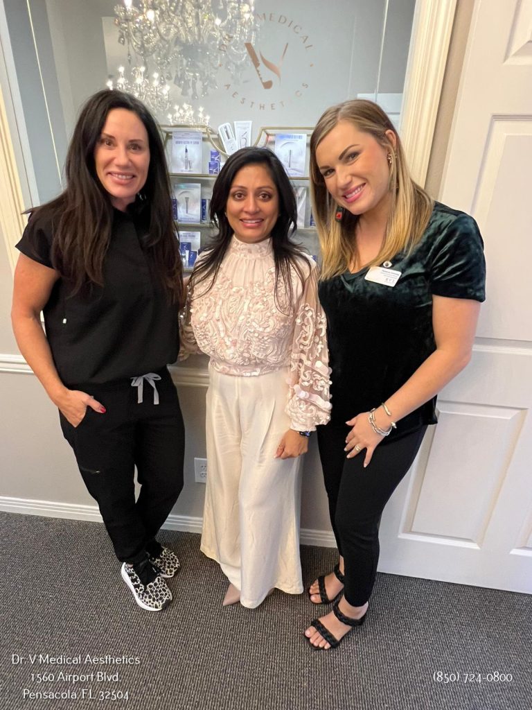 Dr. V Patel and her staff at Dr. V Medical Aesthetics